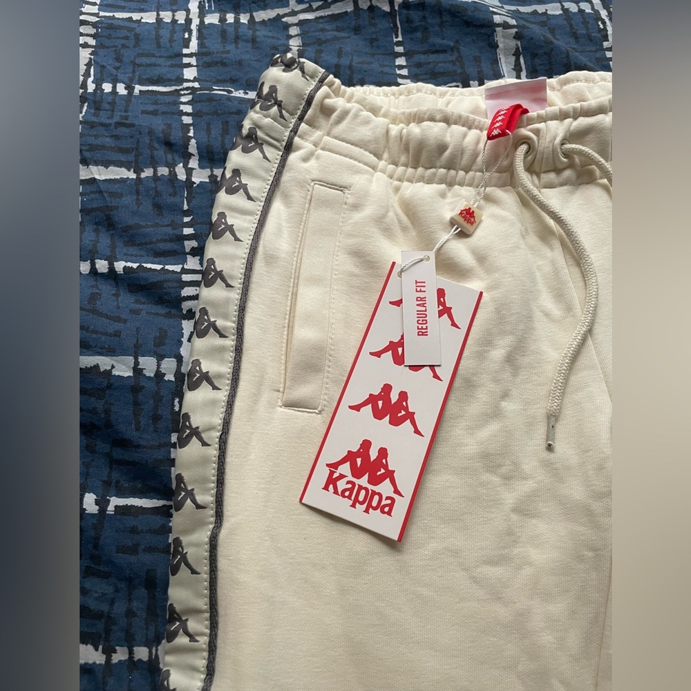 Kappa Cream Joggers with Logo Accent
